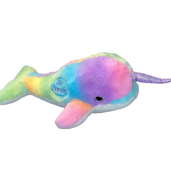 Girl Scouts Plush Narwhal Whale Stuffed Animal Pastel Rainbow Striped 75703 13” - Picture 14 of 15